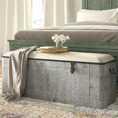 metal storage bench with fabric top|bedroom storage bench with cushion.